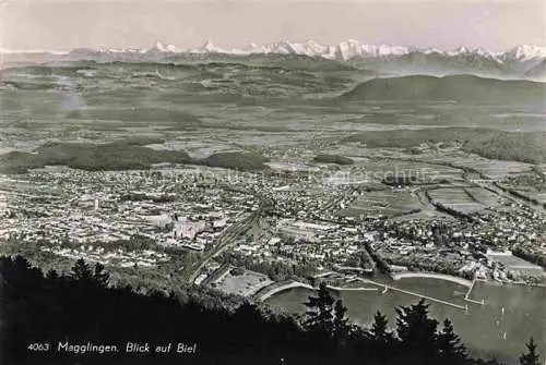 AK / Ansichtskarte Magglingen Panorama Blick auf Biel Alpenkette Magglingen