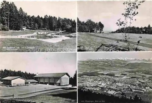AK / Ansichtskarte Magglingen Turn  und Sportschule Schwimmbad Laerchenplatz Panorama Blick auf Biel Alpenkette Magglingen