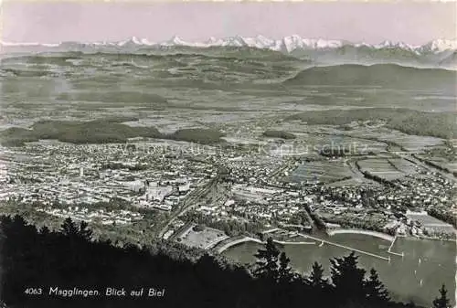 AK / Ansichtskarte Magglingen Panorama Blick auf Biel Alpenkette Magglingen