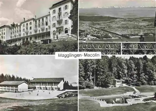 AK / Ansichtskarte Magglingen Turn  und Sportschule Panorama Blick auf Bielersee und Alpen Magglingen