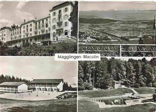 AK / Ansichtskarte Magglingen Turn  und Sportschule Panorama Blick auf Bielersee und Alpen Magglingen
