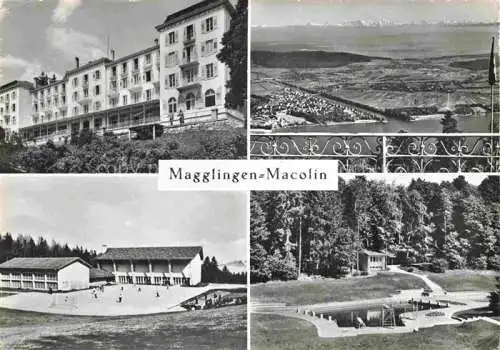 AK / Ansichtskarte Magglingen Turn  und Sportschule Panorama Blick auf Bielersee und Alpen Magglingen