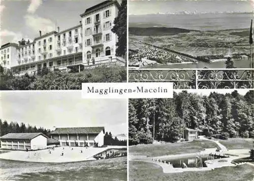 AK / Ansichtskarte Magglingen Turn  und Sportschule Panorama Blick auf Bielersee und Alpen Magglingen