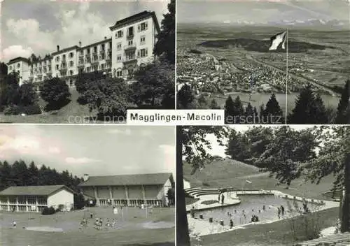 AK / Ansichtskarte Magglingen Turn  und Sportschule Panorama Blick auf Bielersee und Alpen Magglingen