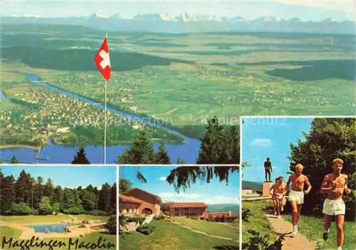 AK / Ansichtskarte Magglingen Panorama Blick auf Biel und Berner Alpen Turn  und Sportschule Magglingen