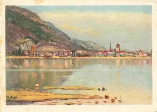 AK / Ansichtskarte La_Neuveville_Bielersee_Preles_BE Uferpartie am See Blick nach dem Ort Kuenstlerkarte 