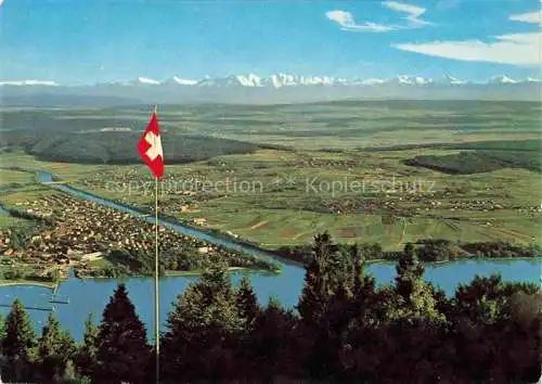 AK / Ansichtskarte Magglingen Turn  und Sportschule Panorama Blick auf Bielersee und Berner Alpen Magglingen
