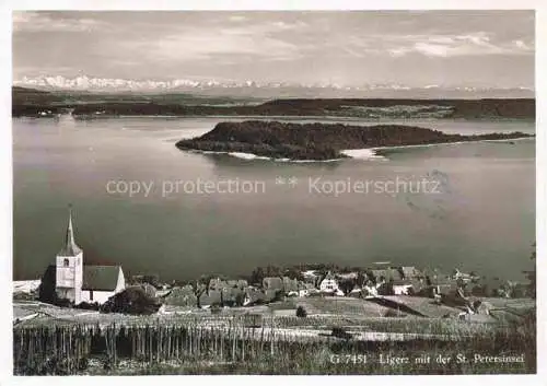 AK / Ansichtskarte Ligerz_Bielersee_BE Panorama Blick auf St. Petersinsel 