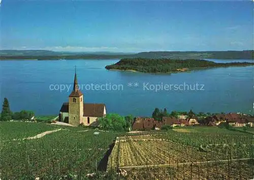 AK / Ansichtskarte Ligerz_Bielersee_BE Panorama Blick auf St. Petersinsel 
