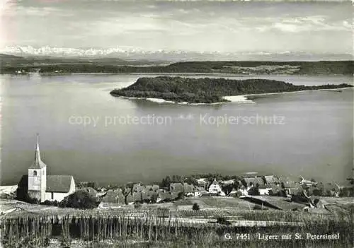AK / Ansichtskarte Ligerz_Bielersee_BE Panorama Blick auf St. Petersinsel 
