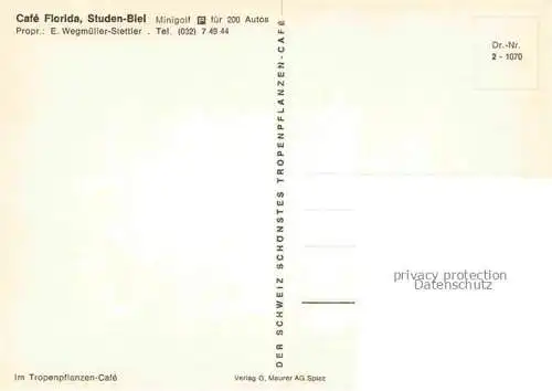 AK / Ansichtskarte Studen_Biel BIENNE_BE Cafe Florida Tropenpflanzen Cafe 