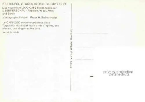 AK / Ansichtskarte Studen_Biel BIENNE_BE Zoo Cafe Seeteufel 