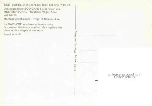 AK / Ansichtskarte Studen_Biel BIENNE_BE Zoo Cafe Seeteufel 