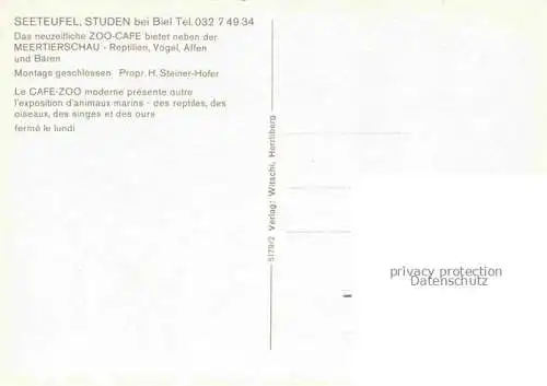 AK / Ansichtskarte Studen_Biel BIENNE_BE Zoo Cafe Seeteufel 