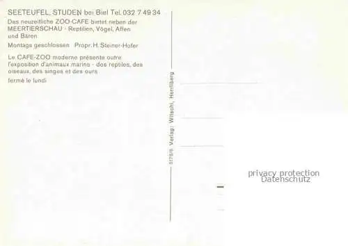 AK / Ansichtskarte Studen_Biel BIENNE_BE Zoo Cafe Seeteufel 