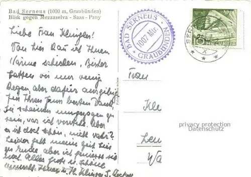 AK / Ansichtskarte Bad_Serneus_Klosters Serneus_GR Panorama Blick gegen Mezzaselva Saas Pany 