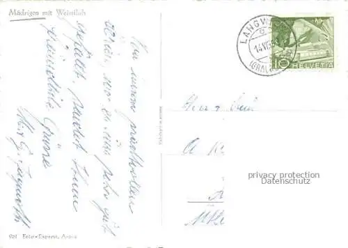AK / Ansichtskarte Maedrigen_Langwies_Plessur_GR Landschaftspanorama Blick gegen Weissfluh 