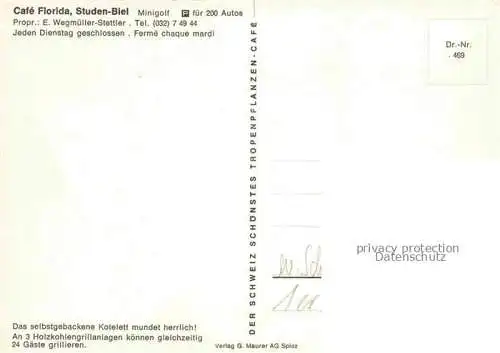 AK / Ansichtskarte Studen_Biel BIENNE_BE Cafe Florida Holzkohlegrill 