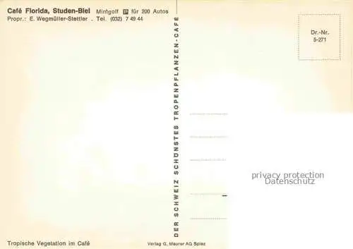 AK / Ansichtskarte Studen_Biel BIENNE_BE Cafe Florida Tropische Vegetation im Cafe 