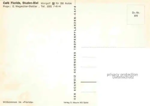 AK / Ansichtskarte Studen_Biel BIENNE_BE Cafe Florida Eingangsbereich Nachtaufnahme 