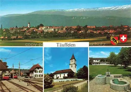 AK / Ansichtskarte Taeuffelen_BE Panroama Bahnhof Kirche Brunnen 
