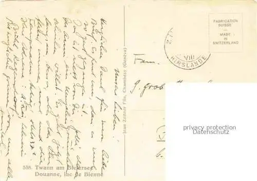 AK / Ansichtskarte Twann_Nidau_BE Ansicht vom See aus Kuenstlerkarte 