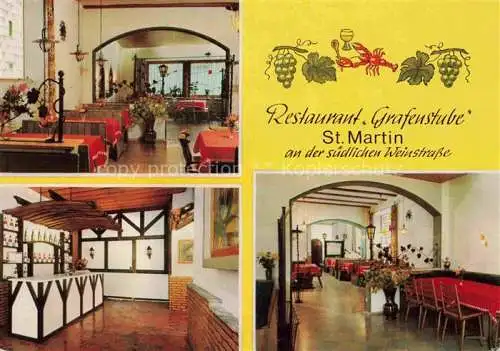 AK / Ansichtskarte St Martin Weinstrasse Pfalz Restaurant Grafenstube Gastraeume Theke