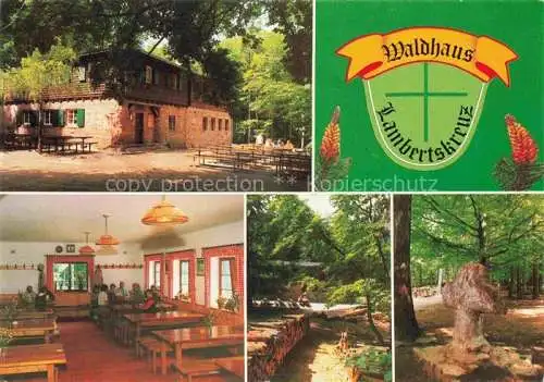 AK / Ansichtskarte Neidenfels Pfalz Waldhaus Lambertskreuz Gastraum Biergarten Waldpartie