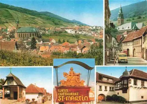 AK / Ansichtskarte St Martin Pfalz Teilansicht mit Kirche Ortsmotive Zentrum Ortsschild