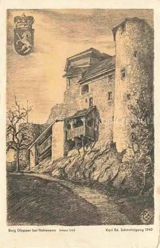 AK / Ansichtskarte Hohenems Vorarlberg AT Burg Glopper Zeichnung