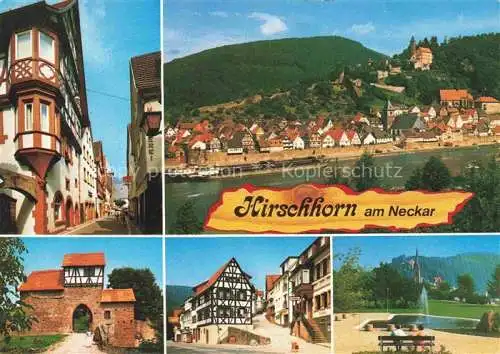 AK / Ansichtskarte Hirschhorn Neckar Hessen Gasse Neckarpartie Schloss Tor Fachwerkhaus Park