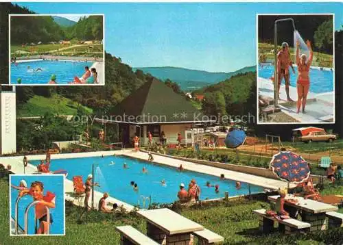 AK / Ansichtskarte Hirschhorn Neckar Hessen Odenwald Camping Freibad Teilansichten