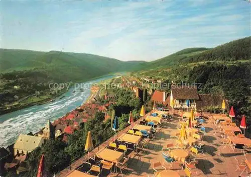 AK / Ansichtskarte Hirschhorn Neckar Hessen Schloss Hotel auf der Burg Terrasse 