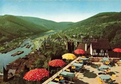 AK / Ansichtskarte Hirschhorn Neckar Hessen Blick von der Schloss Hotel Terrase auf Burg Hirschhorn und Neckar