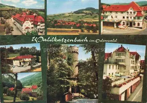 AK / Ansichtskarte Waldkatzenbach Waldbrunn Panorama Gasthof zur Muehle Katzenbuckelturm Landgasthof Loewen Katzenbuckelpension