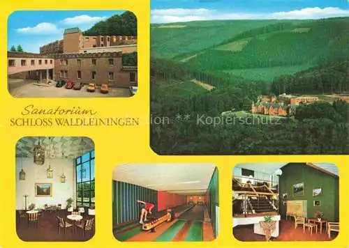 AK / Ansichtskarte Mudau Sanatorium Schloss Waldleiningen Gastraum Kegelbahn Panorama