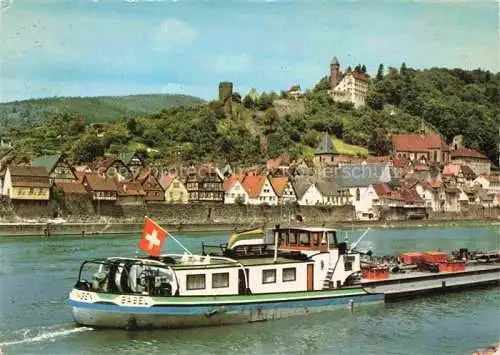AK / Ansichtskarte Hirschhorn Neckar Hessen Neckarpartie Frachter Schloss