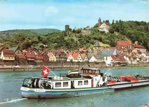 AK / Ansichtskarte Hirschhorn Neckar Hessen Neckarpartie Frachter Burg Hirschhorn