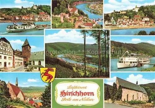 AK / Ansichtskarte Hirschhorn Neckar Hessen Neckarpartien Mitteltor Fahrgastschiff Kapelle Kirche