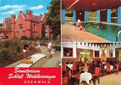 AK / Ansichtskarte Mudau Sanatorium Schloss Waldleiningen Hallenbad Minigolf Gastraum