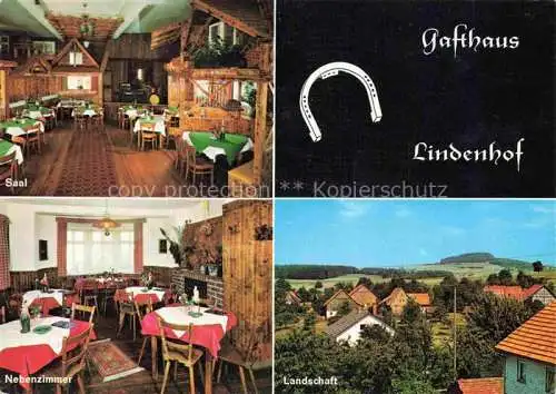 AK / Ansichtskarte Oberdielbach Waldbrunn Odenwald BW Gasthaus Lindenhof Saal Nebenzimmer Panorama