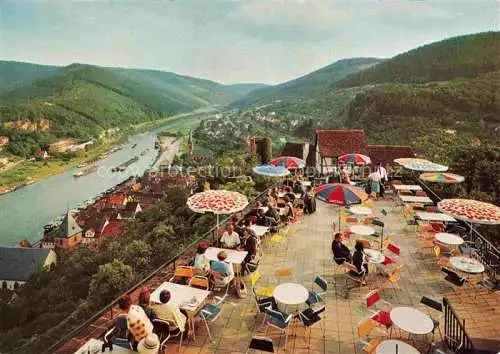 AK / Ansichtskarte Hirschhorn Neckar Hessen Blick von der Schloss Hotel Terrasse auf Burg Hirschhorn und Neckar