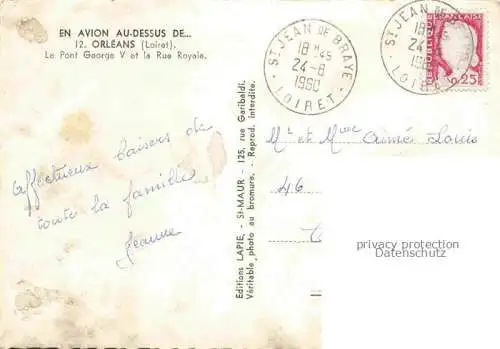 AK / Ansichtskarte ORLEANS_45_Loiret Vue aerienne Le Pont George V et la Rue Royale 