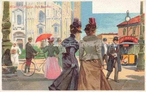 AK / Ansichtskarte MILANO Mailand IT Piazza del Duomo Kuenstlerkarte