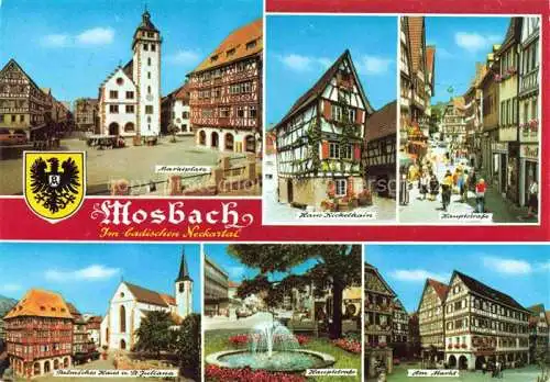 AK / Ansichtskarte Mosbach Baden Neckar-Odenwald-Kreis BW Marktplatz Haus Kickelhahn Hauptstrasse Palmsches Haus Kirche Altstadt Fachwerkhaeuser