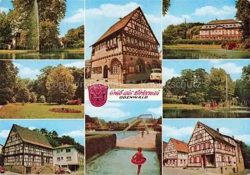AK / Ansichtskarte Birkenau Odenwald Teilansichten Parkanlagen Freibad Fachwerkhaeuser