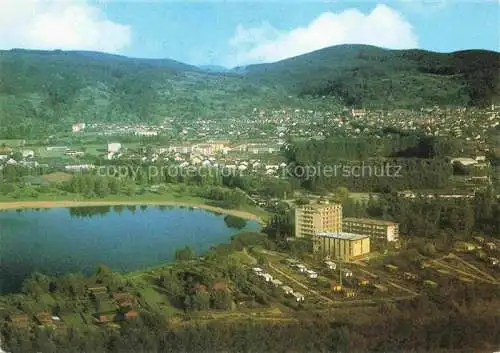 AK / Ansichtskarte Hemsbach  Bergstrasse Panorama Hemsbacher Wiesensee mit Strandbad und See-Hotel