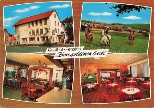 AK / Ansichtskarte Abtsteinach Hessen Gasthof Pension Zum goldenen Bock Gastraum Ausritte