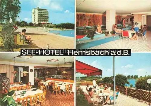 AK / Ansichtskarte Hemsbach  Bergstrasse See-Hotel am Wiesensee Restaurant Terrasse Hallenbad Badestrand