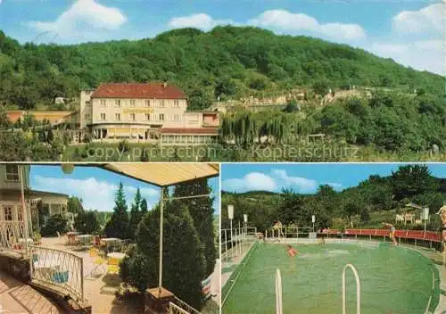 AK / Ansichtskarte Hemsbach  Bergstrasse Hotel Luisenhof Terrasse Swimming Pool